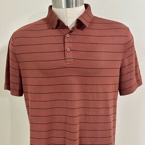 Lululmeon Evolution Polo Orange and Black Stripe Men's L